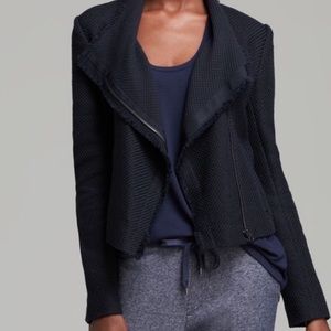 Navy Vince Frayed Scuba Jacket, ZIP-Up